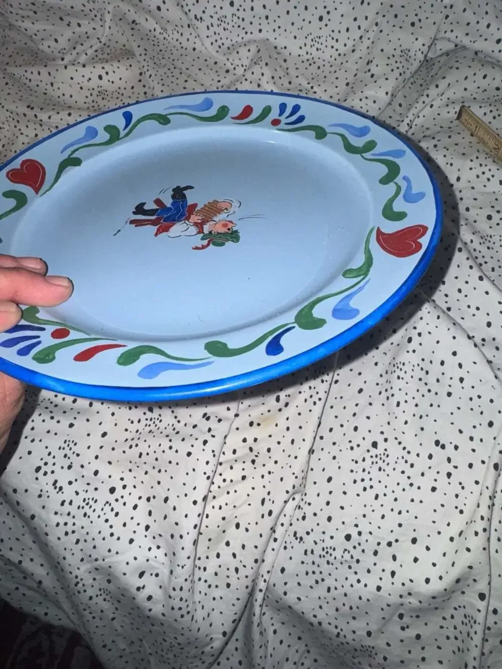 Vintage Santa Anita Ware Hand-Painted Folk Art Plate with Accordion Player